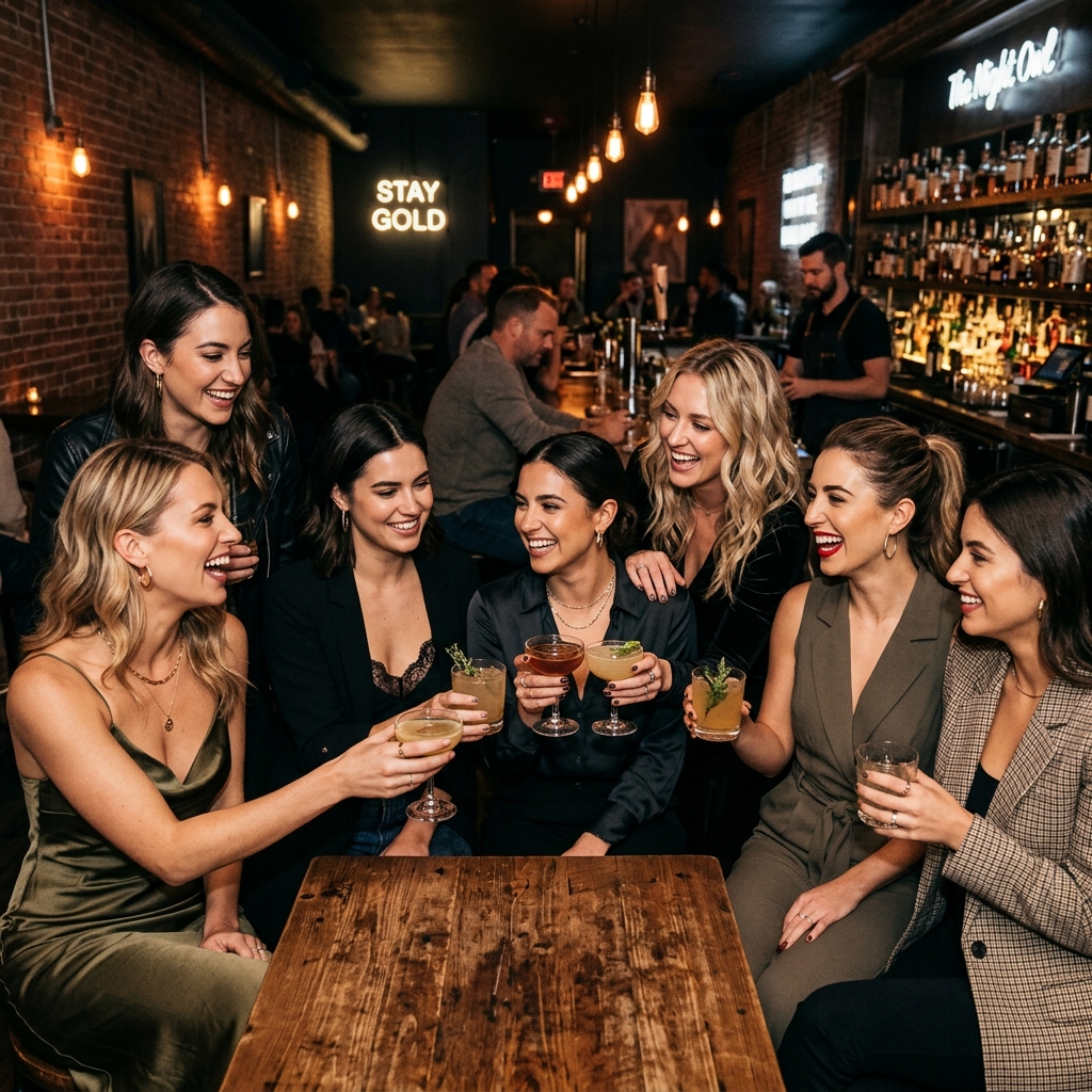 Group enjoying a high energy nightlife event in the city