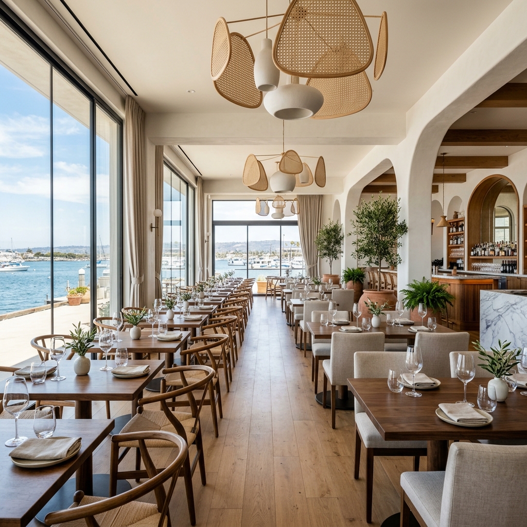 Bright, clean restaurant interior with natural light and elegant dining setup